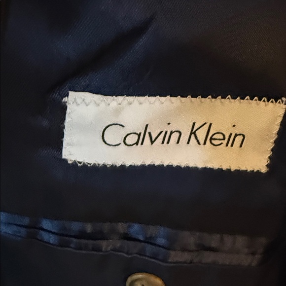 Men's Calvin Klein Navy Blue Pinstripe Suit - Picture 2 of 4